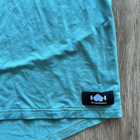 WodBottom High Low Muscle Tank Top High Neck Blue Size Small - Picture 2 of 4